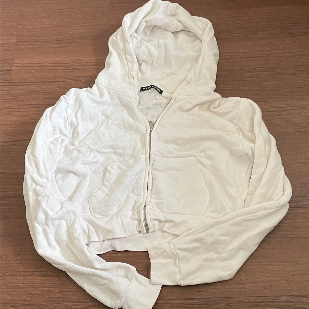 Brandy Melville White Cropped Hoodie